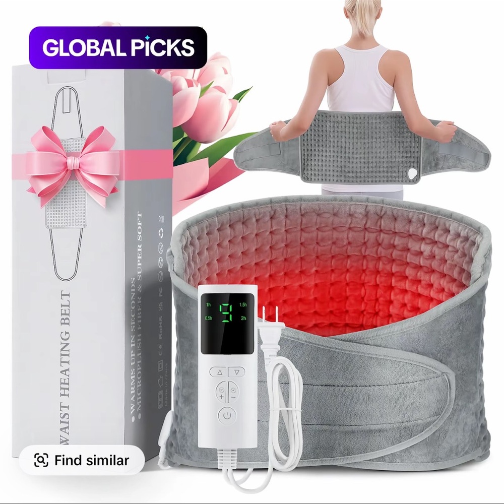 Heated Electric Waist Belt - Gray Plush Heat Therapy